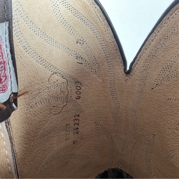 Vintage Nocona Brown Boar Skin Cowboy Boots 13 D Wild Pig